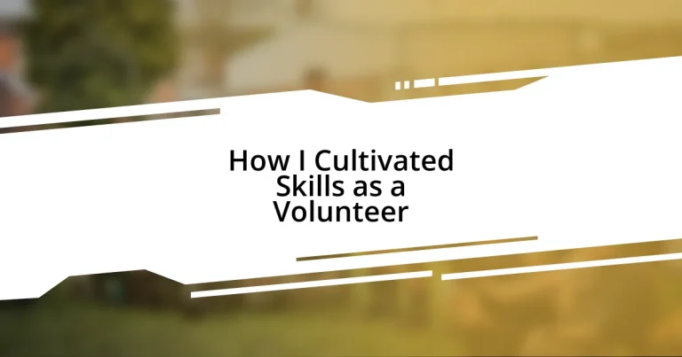 How I Cultivated Skills as a Volunteer