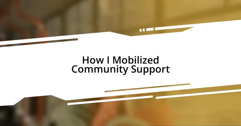 How I Mobilized Community Support