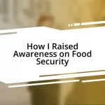 How I Raised Awareness on Food Security