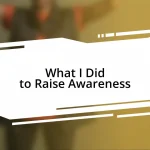 What I Did to Raise Awareness