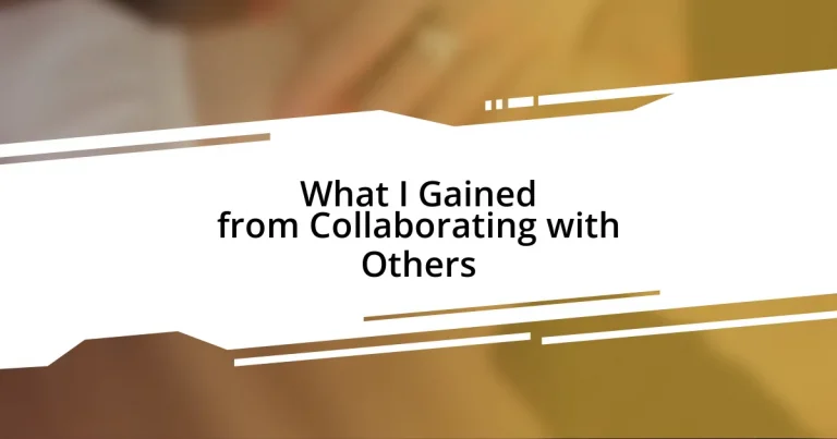 What I Gained from Collaborating with Others