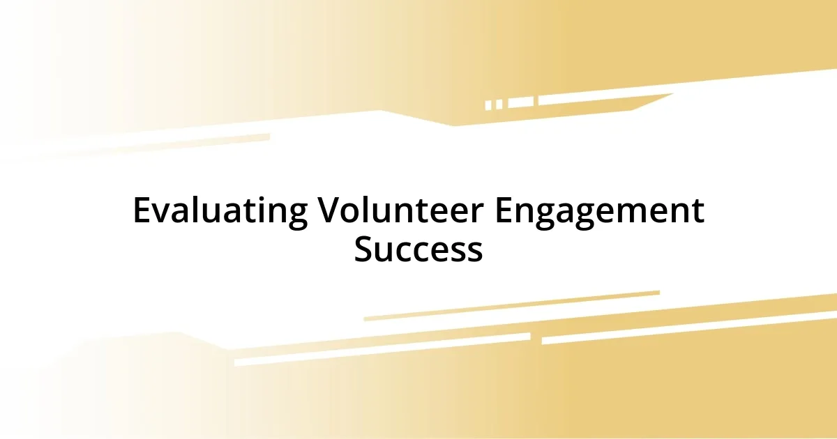 Evaluating Volunteer Engagement Success