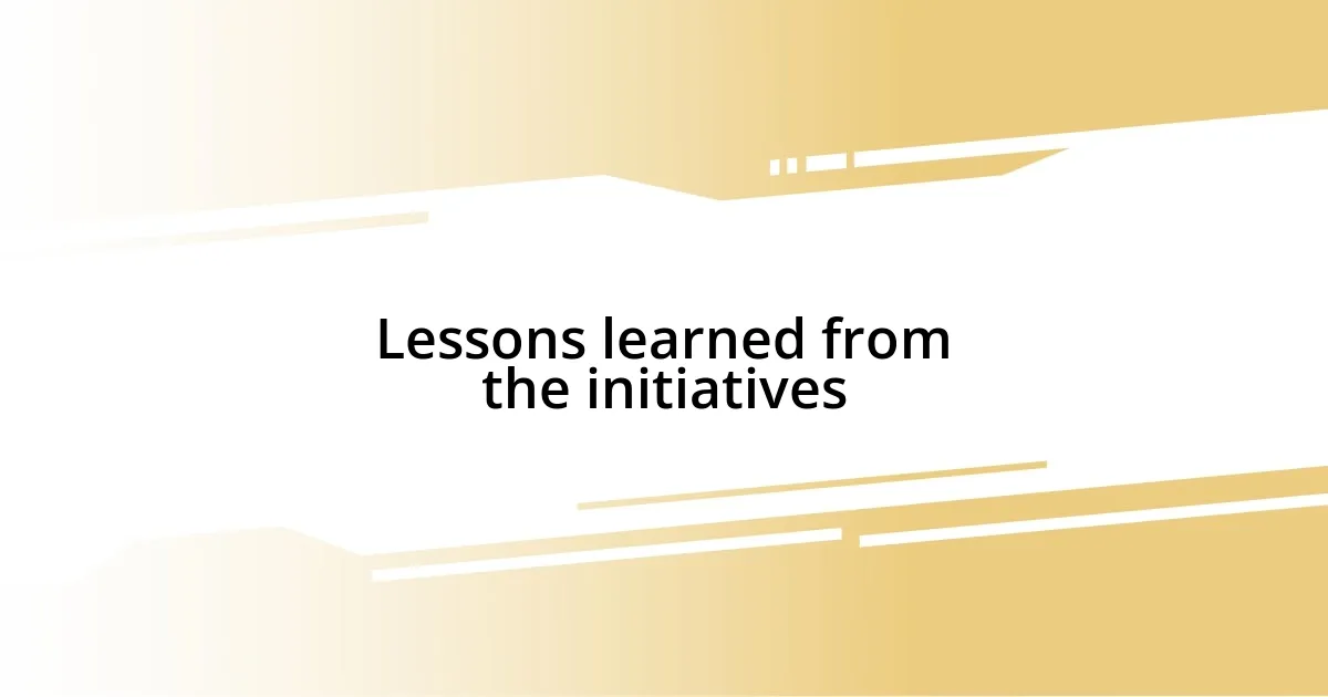 Lessons learned from the initiatives