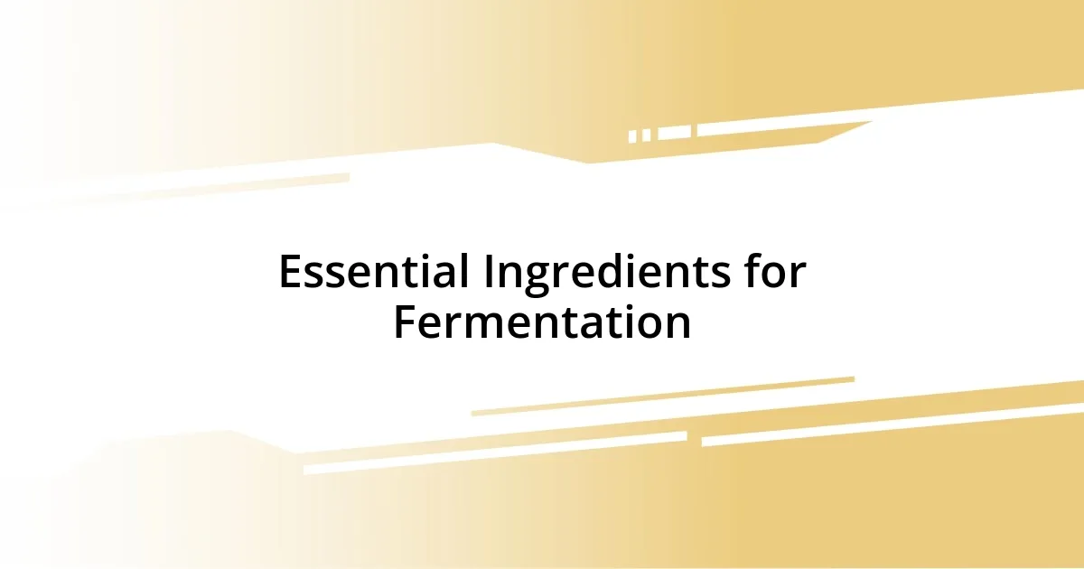 Essential Ingredients for Fermentation