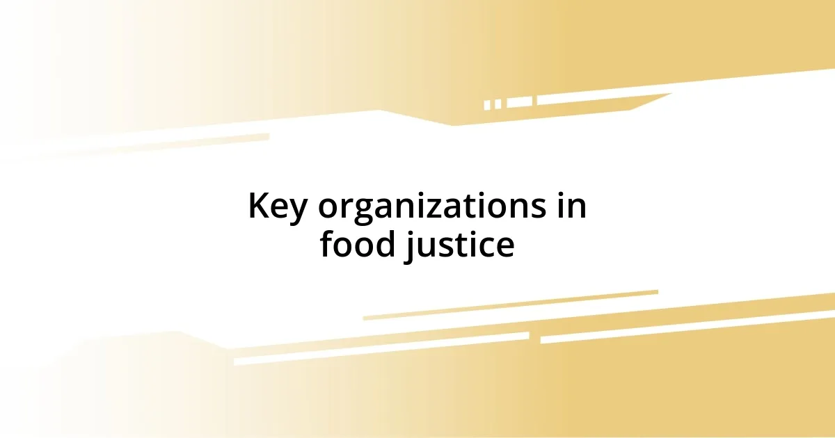 Key organizations in food justice