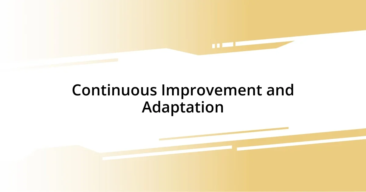 Continuous Improvement and Adaptation