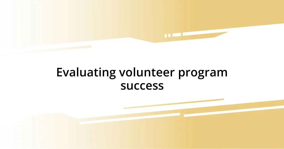 Evaluating volunteer program success